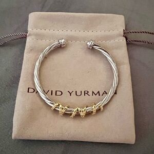 David Yurman Two-Tone Cable Cuff Bracelet in Silver and Gold 4mm
